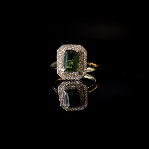 [RCS 1886] Bague tourmaline verte et diamants