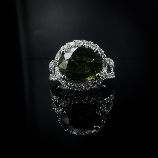 [RX 7789] Bague saphir vert et diamants