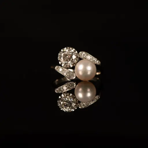 [PB11744] Bague Toi & Moi perle et diamants