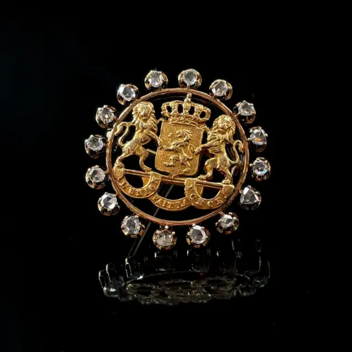[PB10553] Broche Diamants Armoiries royales de Belgique