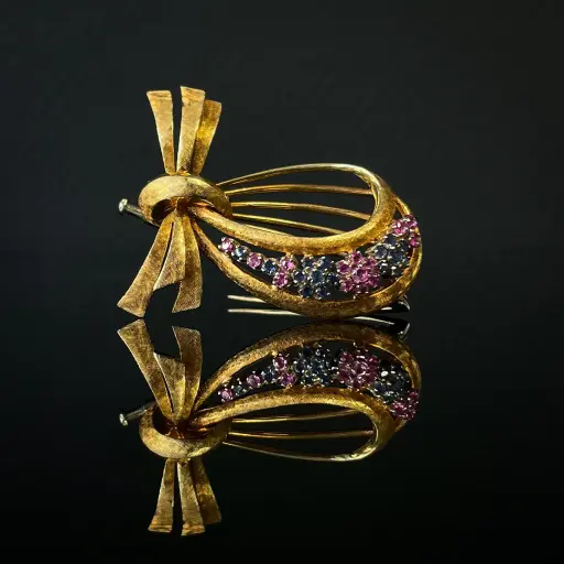 [PB11280] Broche Rubis Saphirs