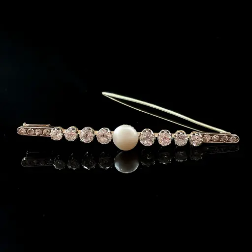 [PB10517] Broche Perle & Diamants