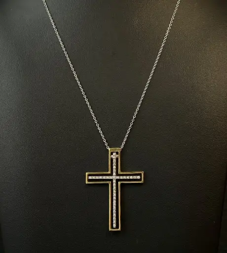 [PB11476] Chaine & Croix Diamants