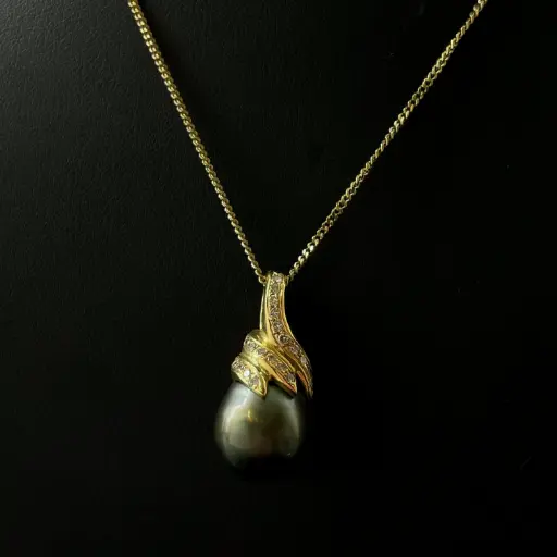 [PB9678B] Pendentif perle de Tahiti & diamants
