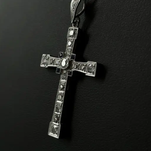 [PB9300] Pendentif Croix Saphirs & Diamants