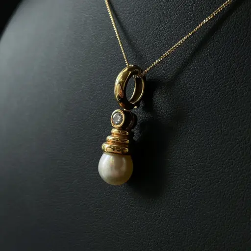[PB4360A] Pendentif Perle & Diamant