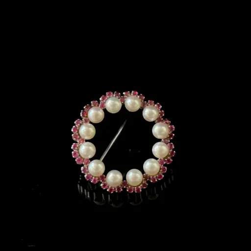 [PB6169] Broche perles & rubis