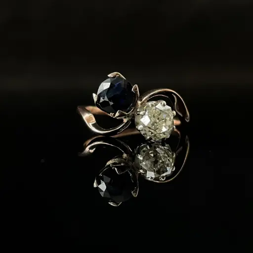 [PB9083] Bague Toi & Moi Saphir & Diamant