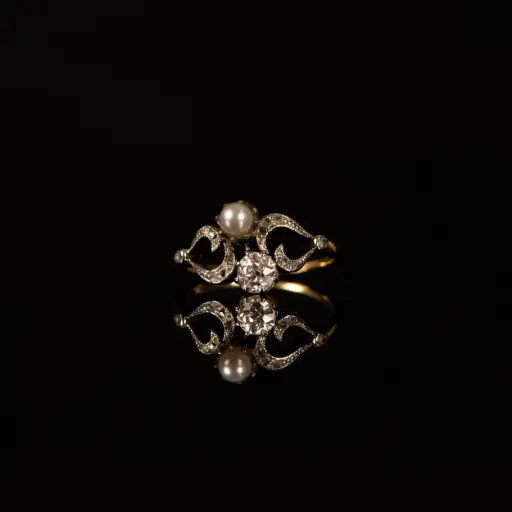 [PB12988] Bague perle et diamants
