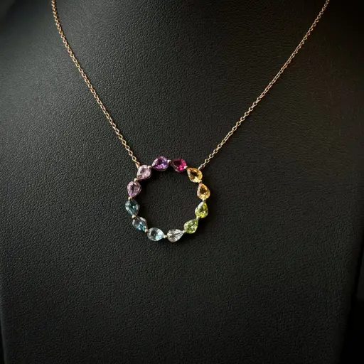 [AUR CLKC11GHP] Collier Citrine Topaze Améthyste Rhodolite