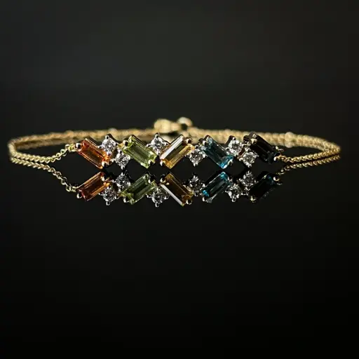 [AUR BRKC01GHY] Bracelet Diamants Topaze Citrine Péridot Grenat