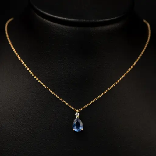 [PP4003PSSAJ] Collier Saphir goutte d'eau & diamant