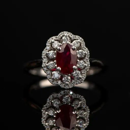 [B4913RUGP] Bague Marguerite Rubis & Diamants
