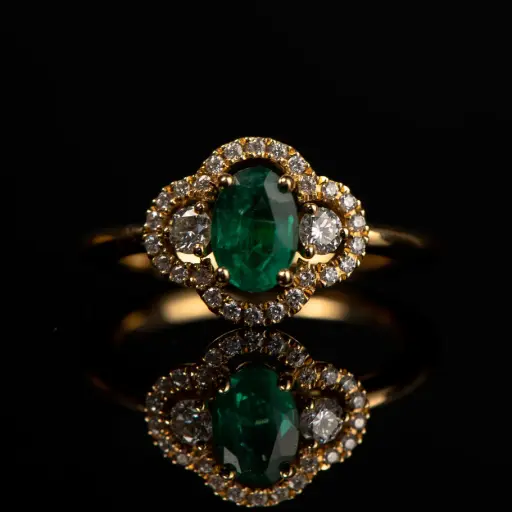 [B6303RUJ] Bague Emeraude & Diamants