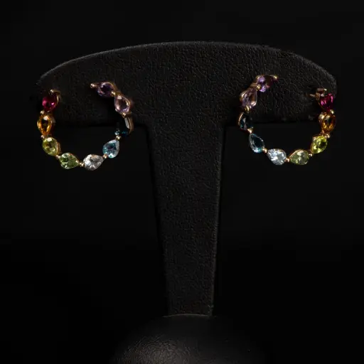 [BOKC07GHP] Boucles d'oreilles Citrine, Rhodolite & Améthiste