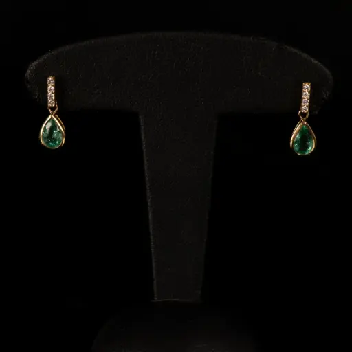 [2.6078.E0] Boucles d'oreilles émeraudes et brillants
