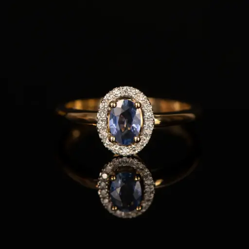 [1.6110.S3] Bague saphir et brillants