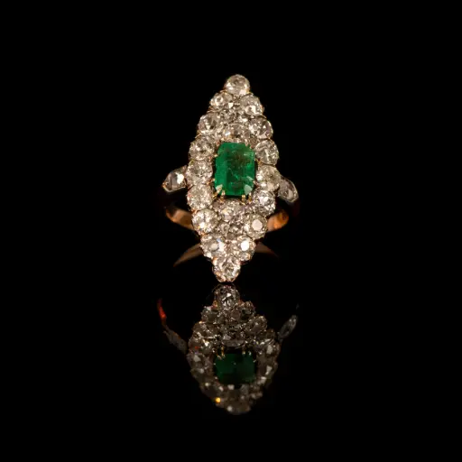 [PB13578] Bague Emeraude & Diamants