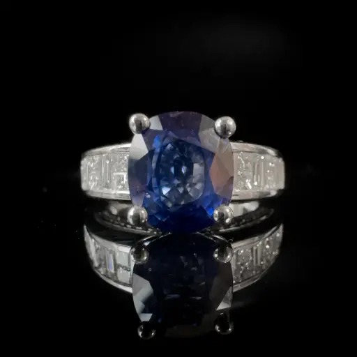 [PB13100] Bague saphir et diamants