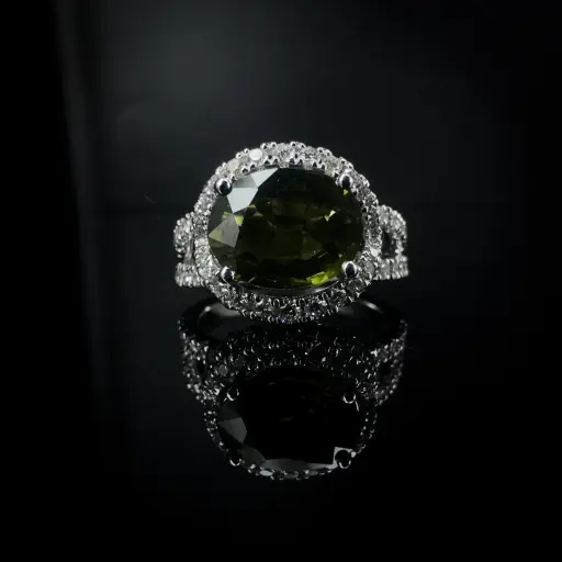 [PSI0006] Bague saphir vert et diamants