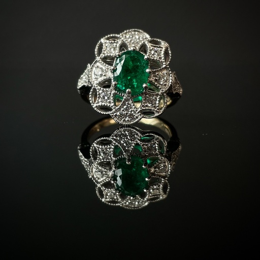 [PSI0010] Bague émeraude et diamants