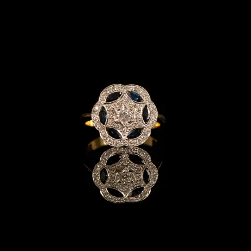 [S1862Z021] Bague diamants et saphirs