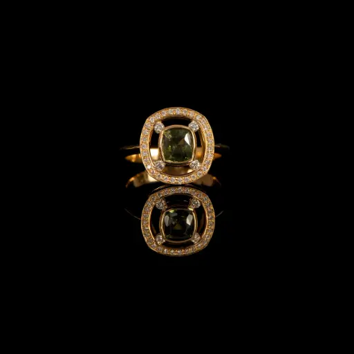 [SJIA224ZV] Bague saphir vert et diamants